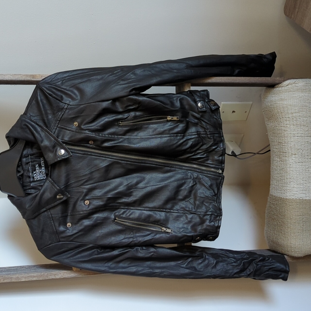 Black leather jacket, long sleeve, soft